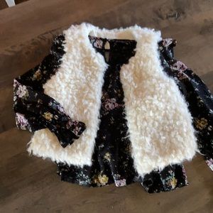 Stylish girls frilly top and vest combo